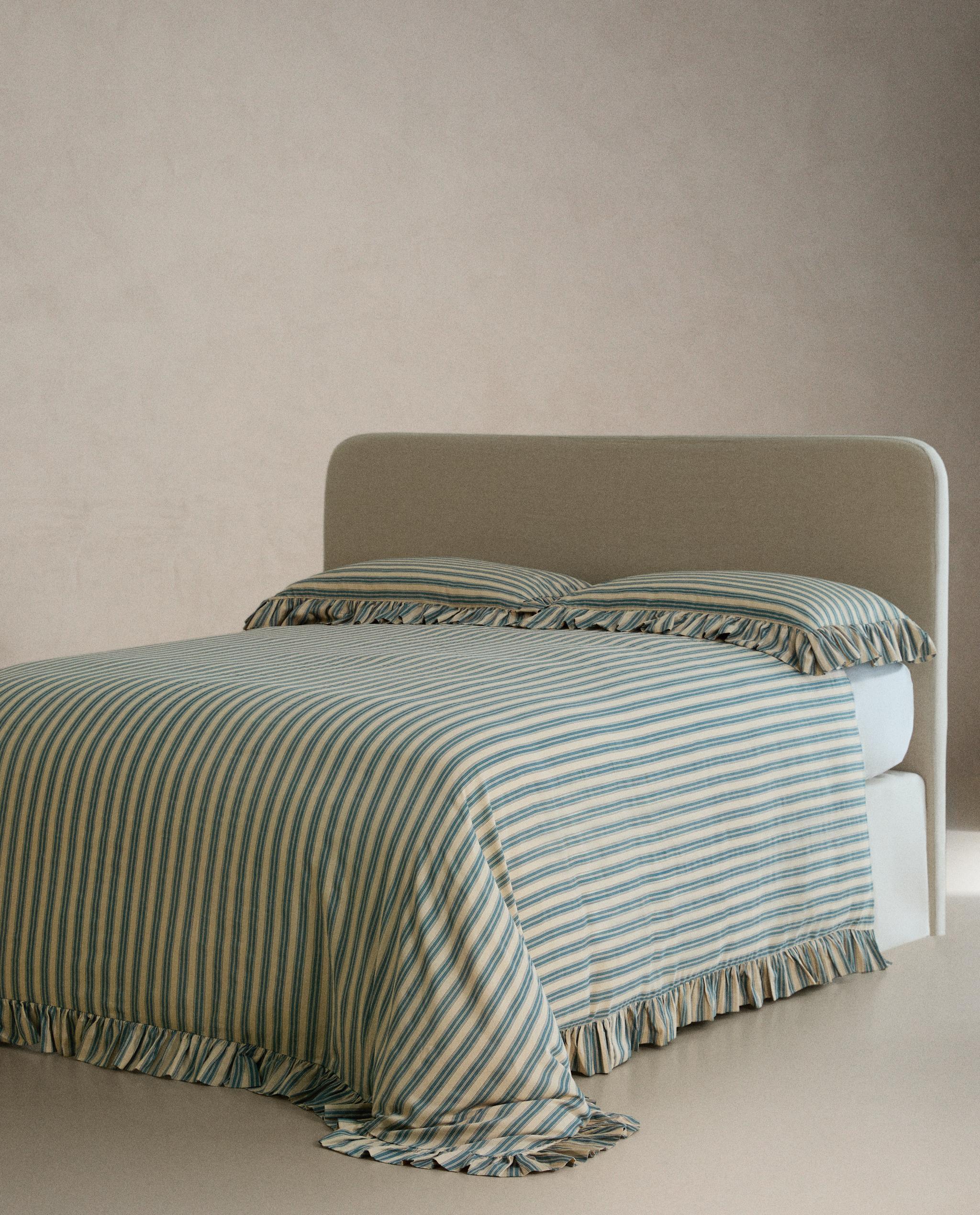 STRIPED DUVET COVER WITH RUFFLE TRIM | KATHARINE POLE product thumbnail 4