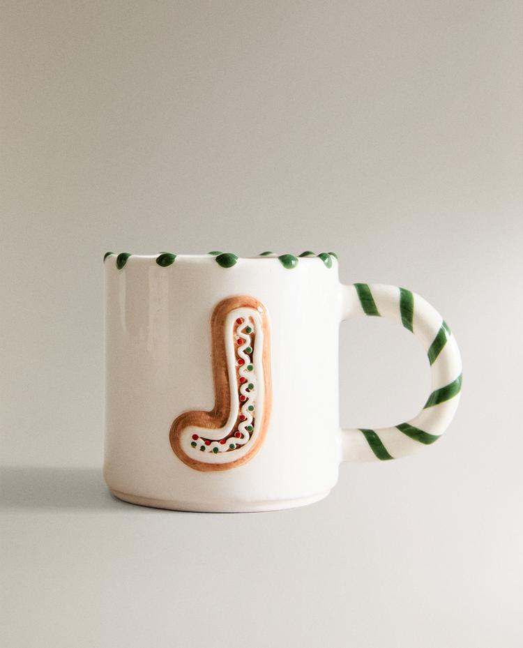 CHILDREN’S CHRISTMAS LETTER J STONEWARE MUG