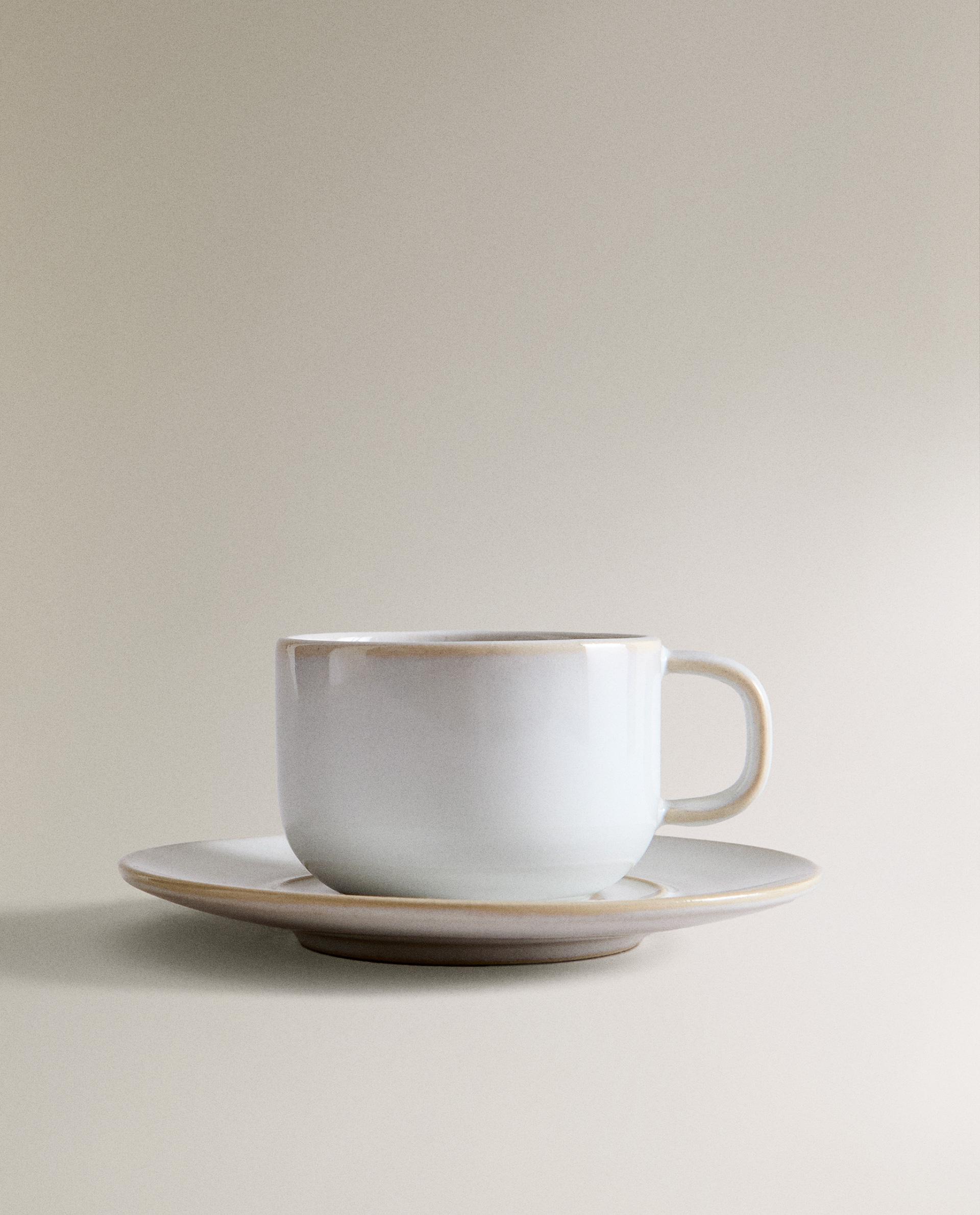 TEACUP AND SAUCER WITH ECRU RIM CUPS AND MUGS DINING Zara Home