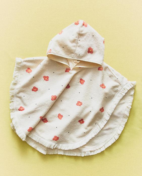 KIDS' FLORAL BEACH PONCHO