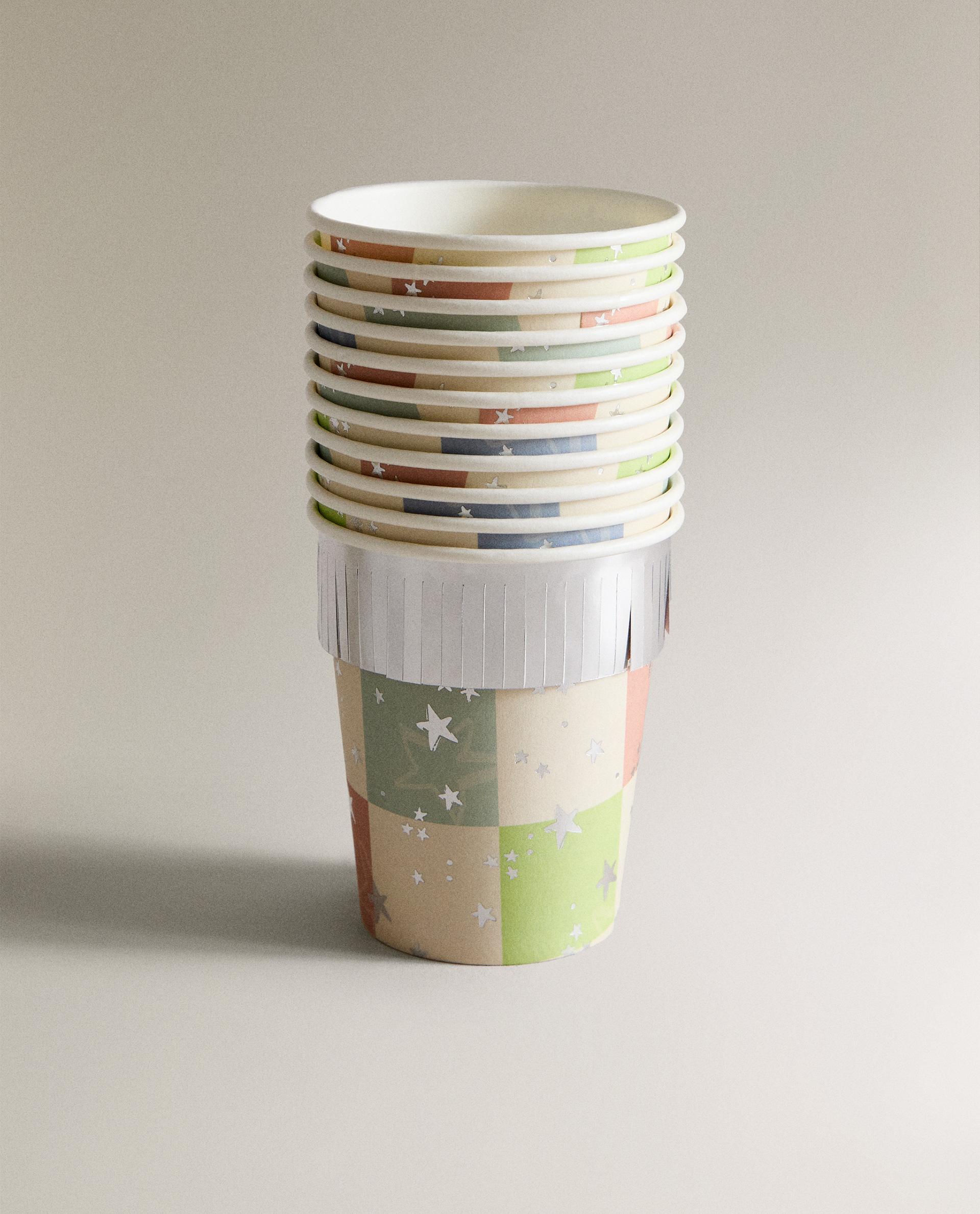 PACK OF CHILDREN'S CHECK PAPER CUPS (PACK OF 12)