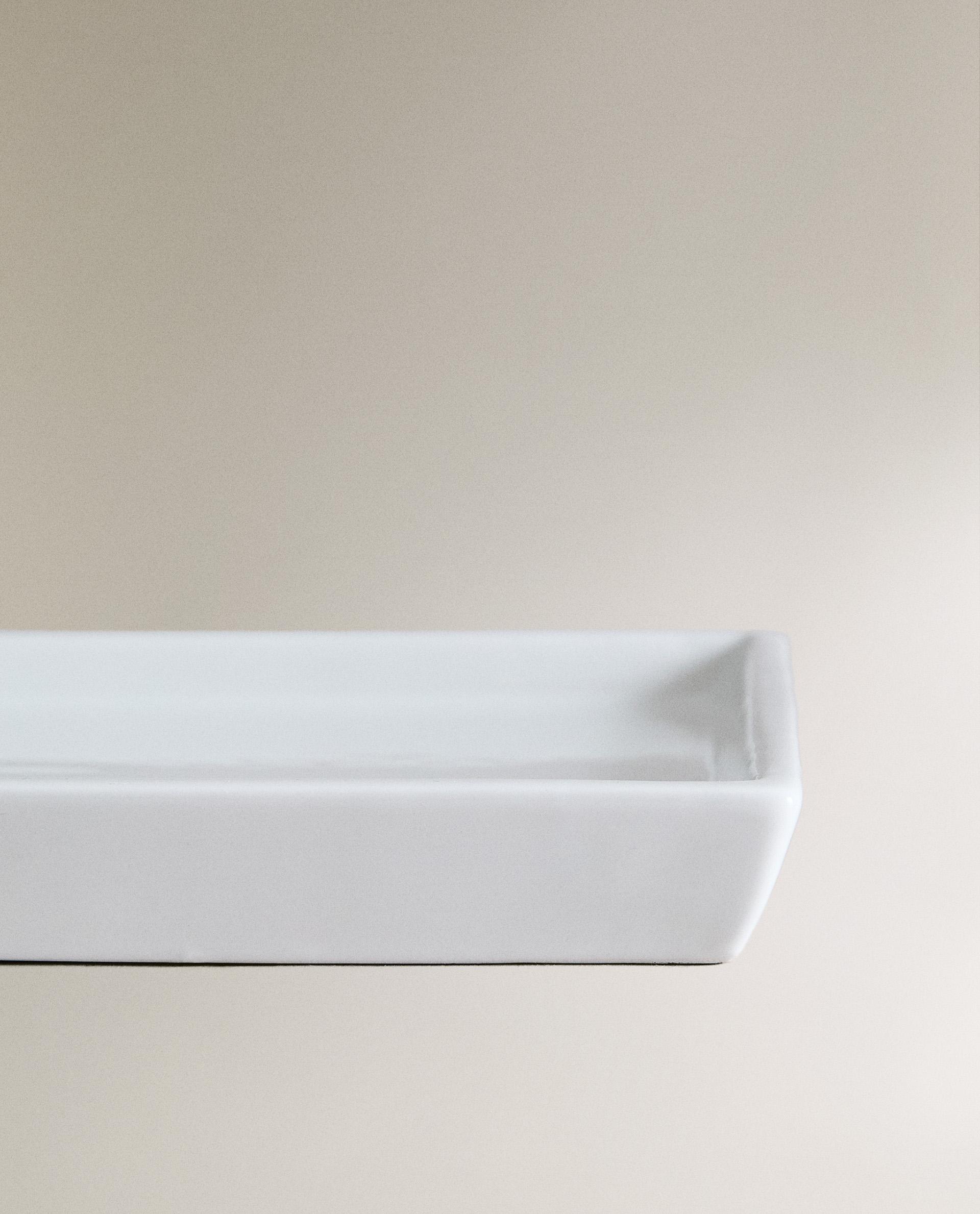 WHITE EARTHENWARE BATHROOM TRAY