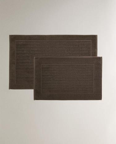 VELOUR TEXTURED STRIPED BATH MAT