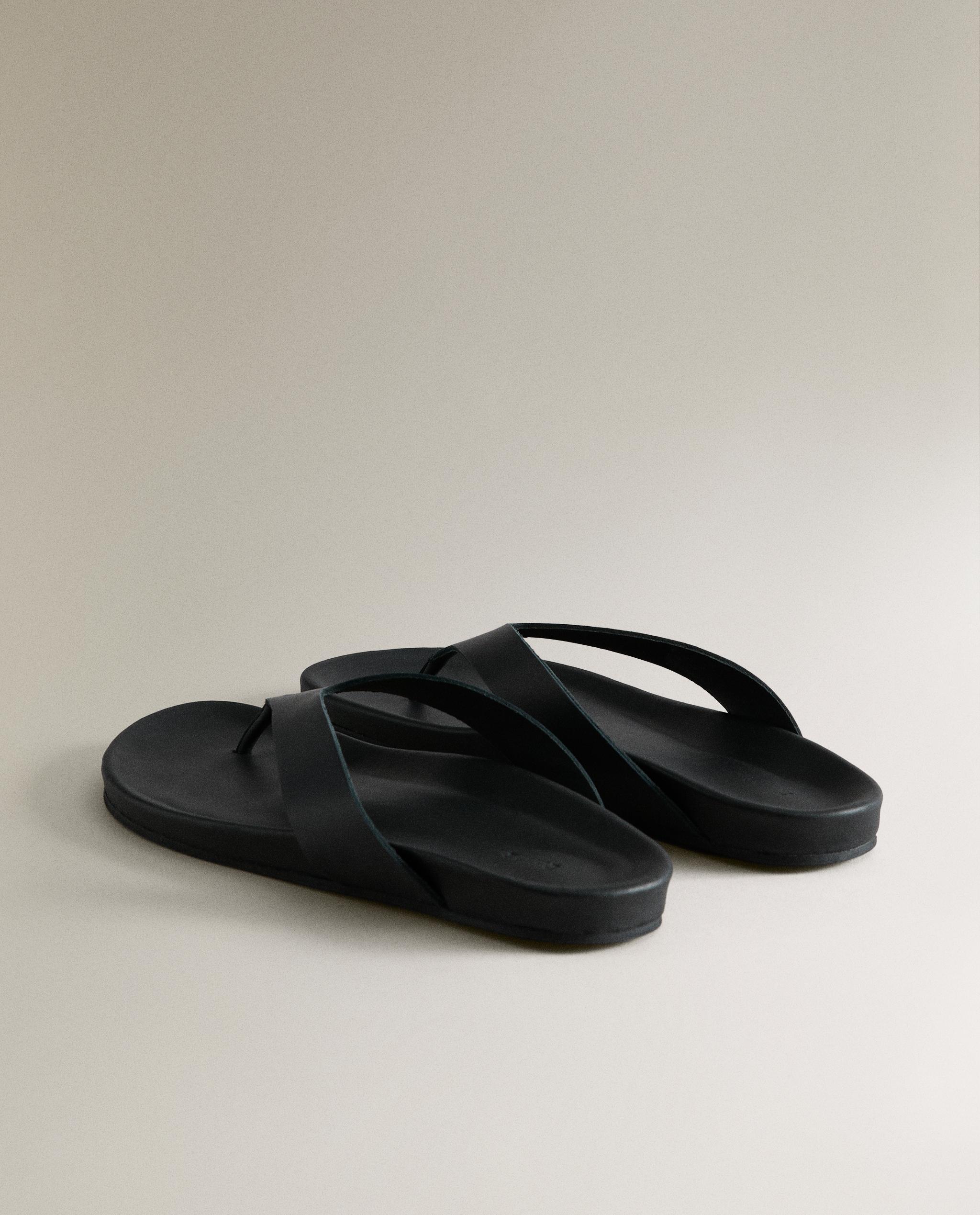 LEATHER THONG SANDALS | Zara Home Canada