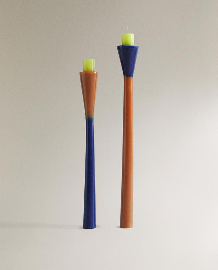 PACK OF ABSTRACT COLOURED CANDLES (PACK OF 2) x COLLAGERIE