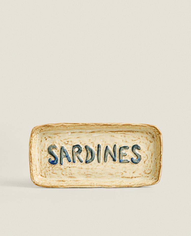 CERAMIC SERVING DISH WITH SARDINES DETAIL