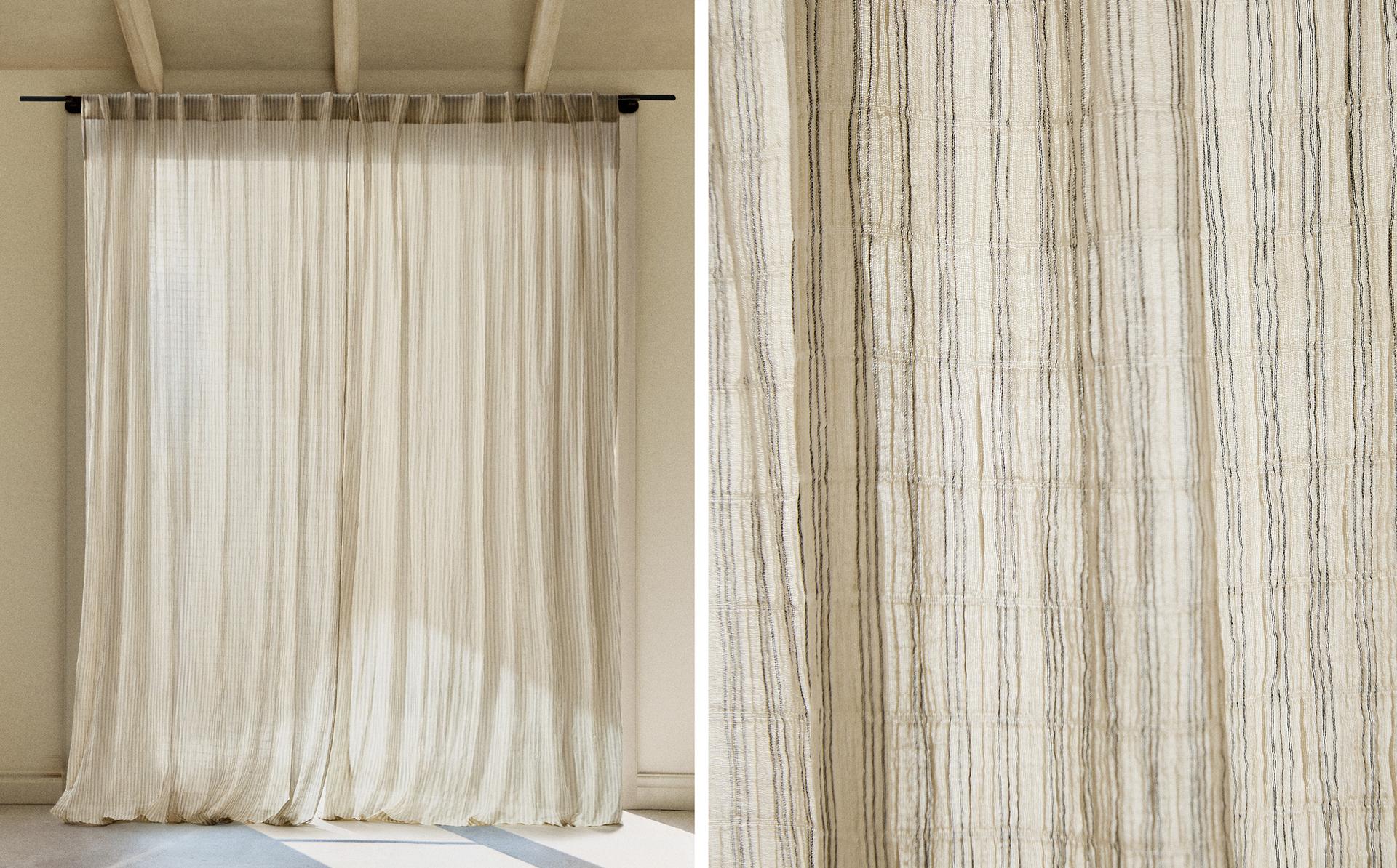 GARDINE AUS GAZE MIT STREIFEN GARDINE AUS GAZE MIT STREIFEN