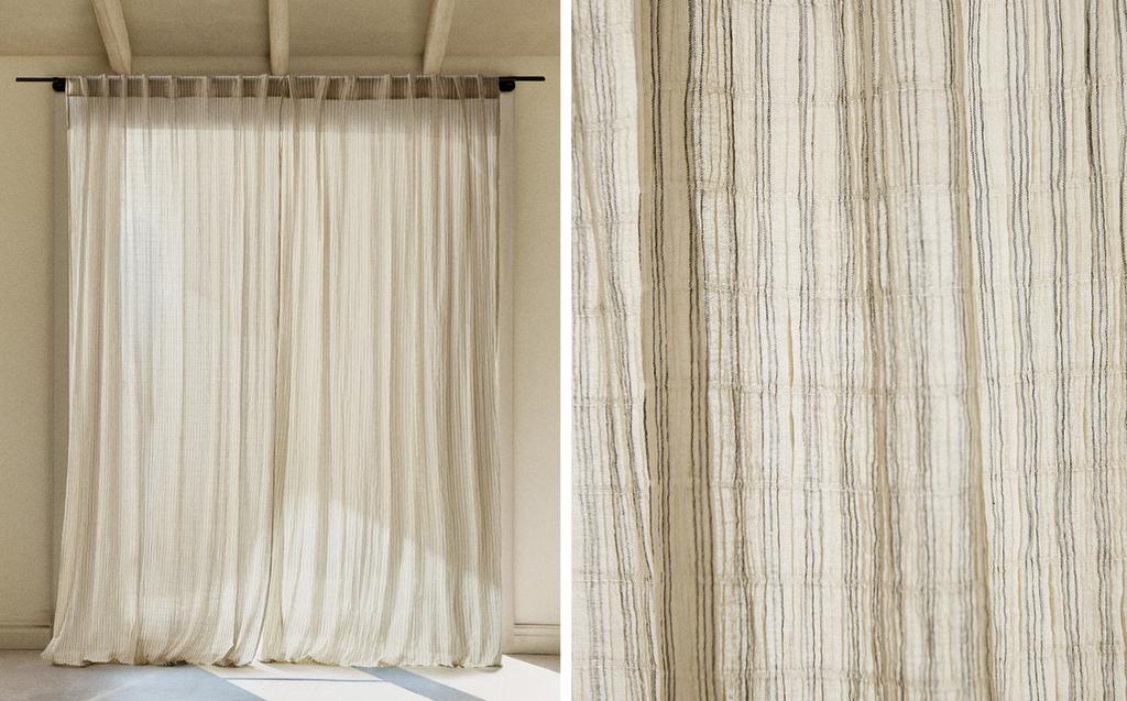 Striped muslin curtain