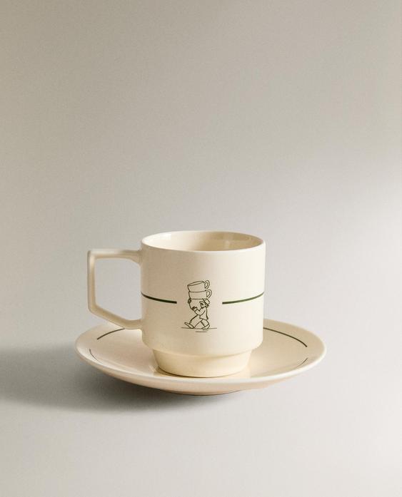 STONEWARE COFFEE CUP AND SAUCER STONEWARE COFFEE CUP AND SAUCER