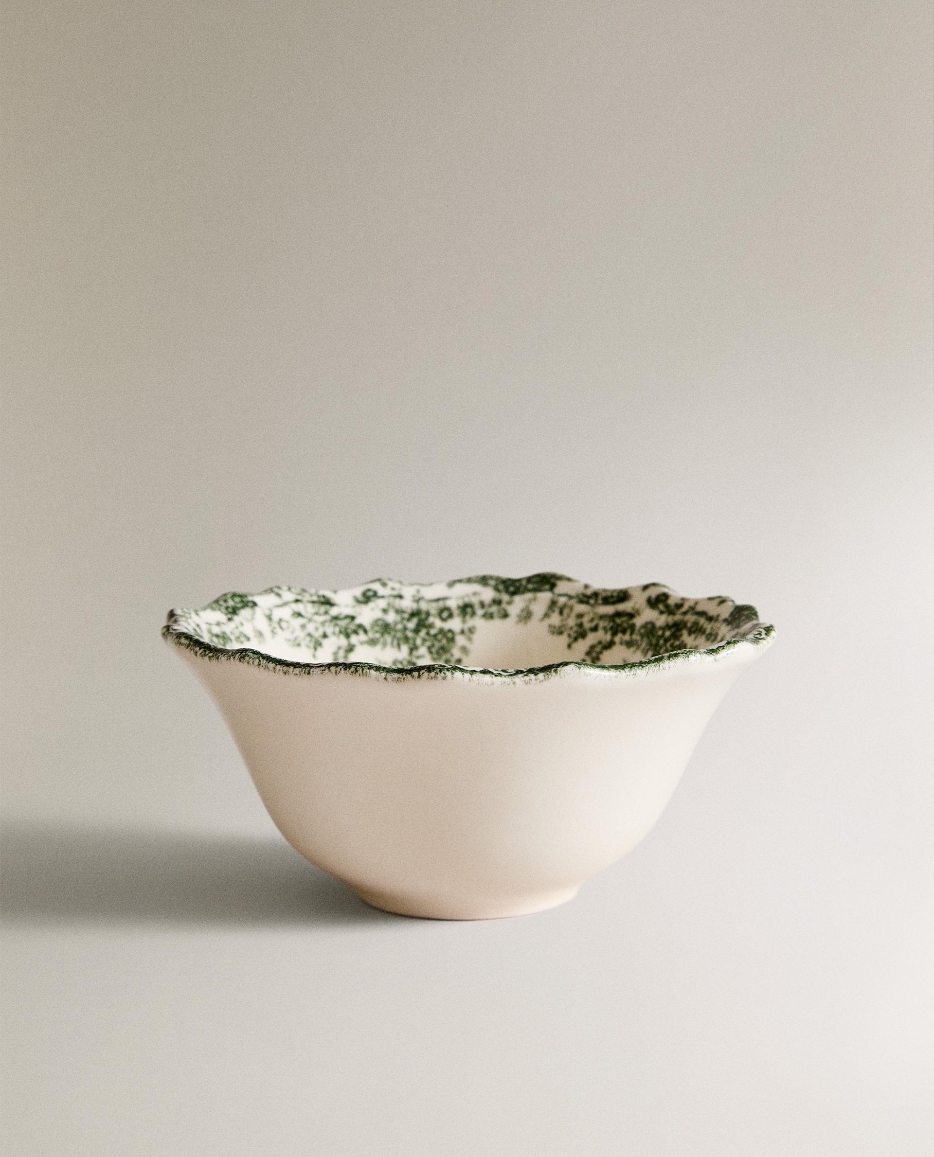 ZARA HOME 花柄 高台フルーツ皿 鉢 ボウル ゴールド絵柄 美品