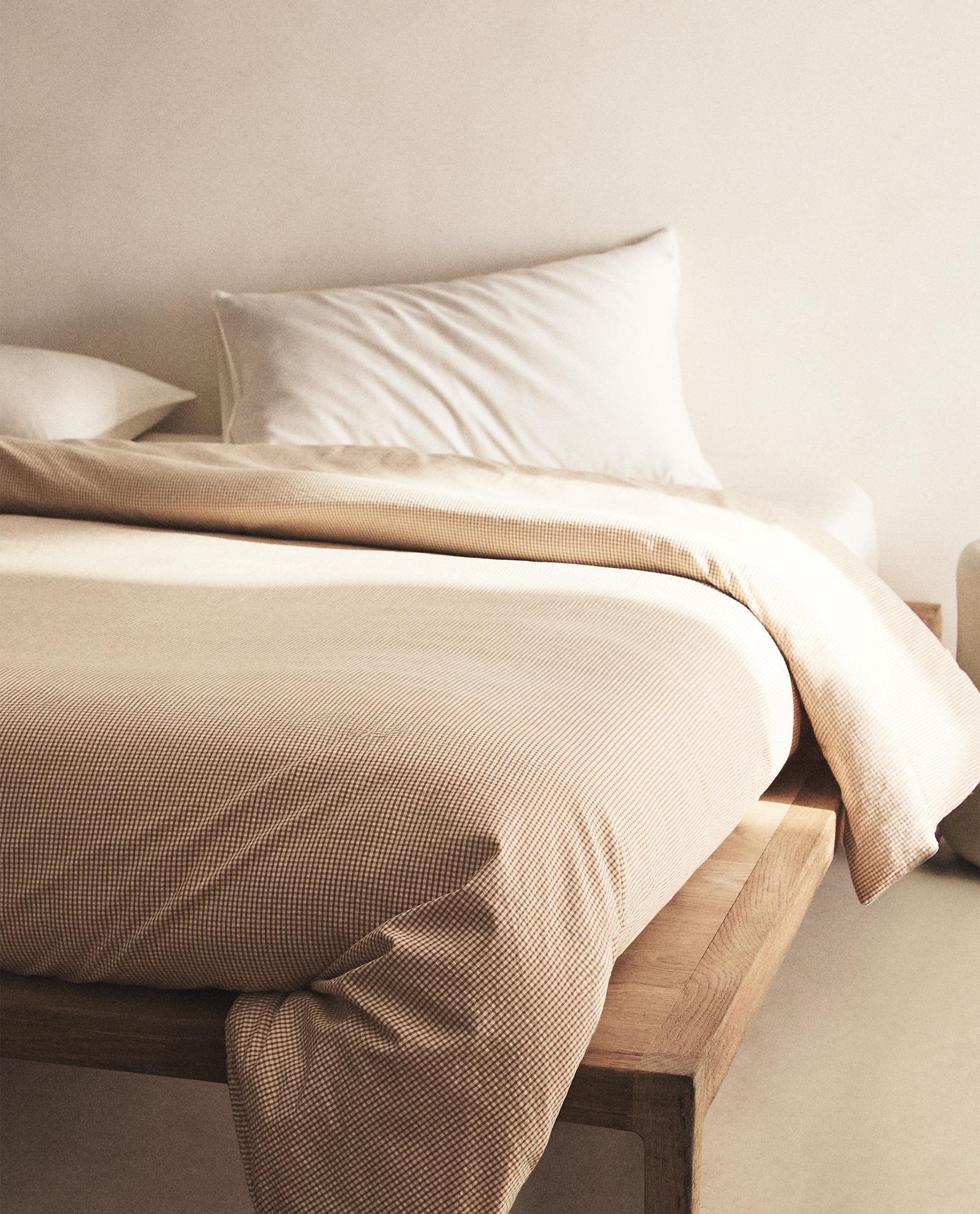 コットン シアサッカー チェック デュべカバー | Zara Home 日本/Japan