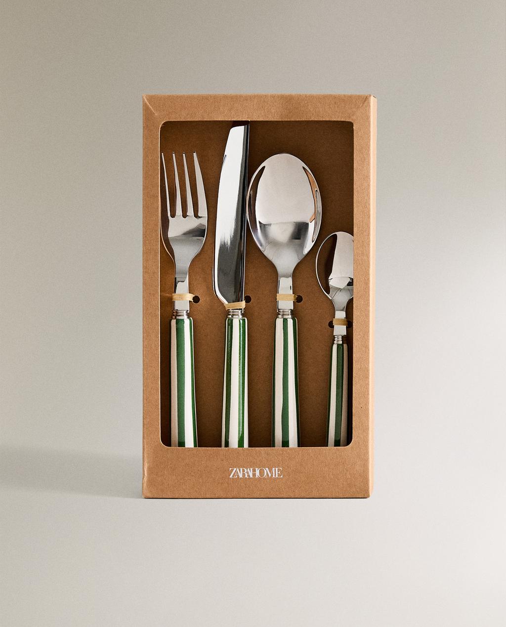 4-PIECE FLATWARE SET WITH CERAMIC HANDLE