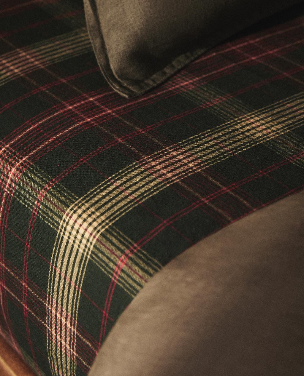 CHRISTMAS TARTAN CHECK FLANNEL FITTED SHEET