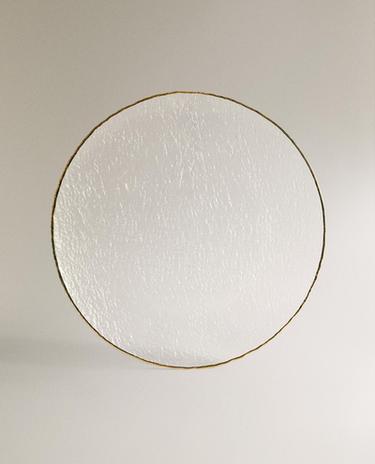 PLATO DE PRESENTACIÓN VIDRIO RELIEVE FILO DORADO