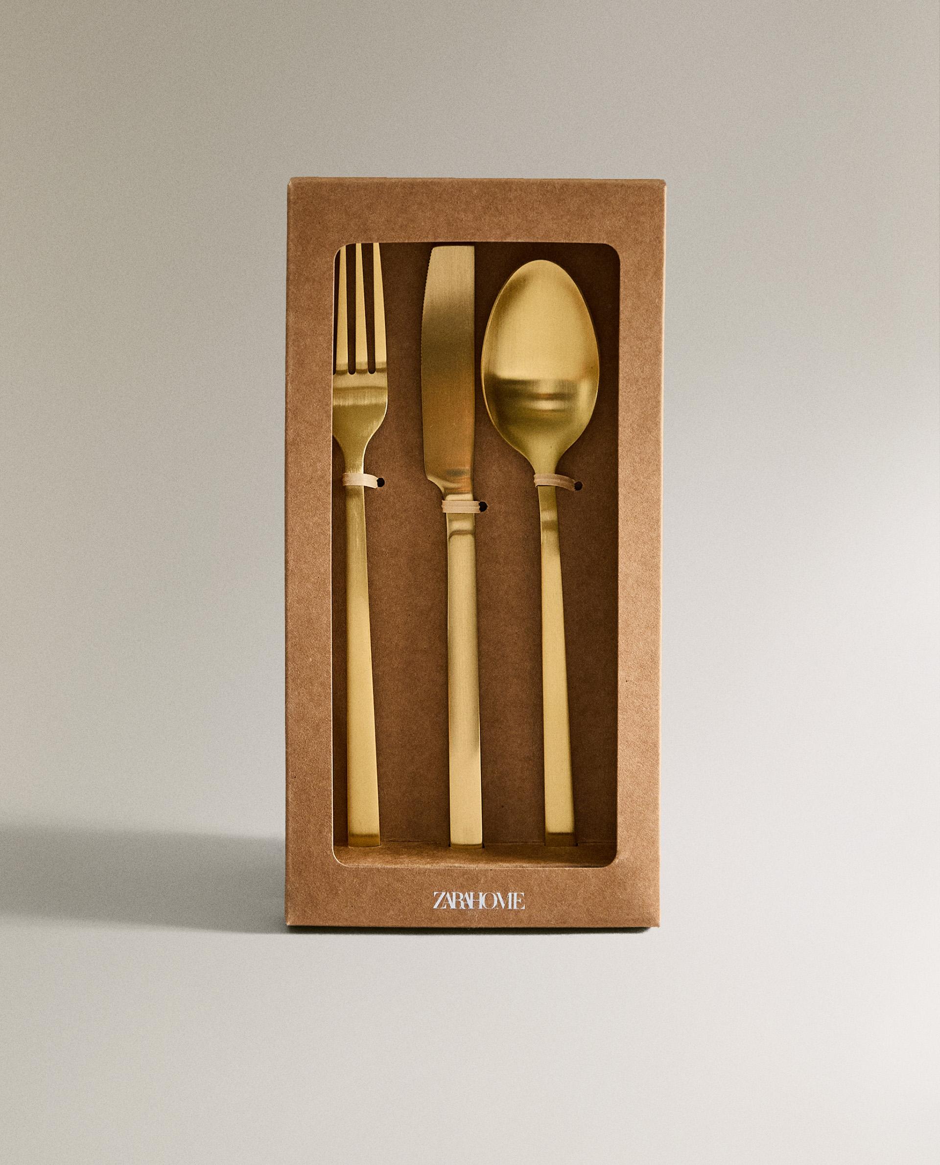 3-PIECE GOLDEN STEEL CUTLERY SET