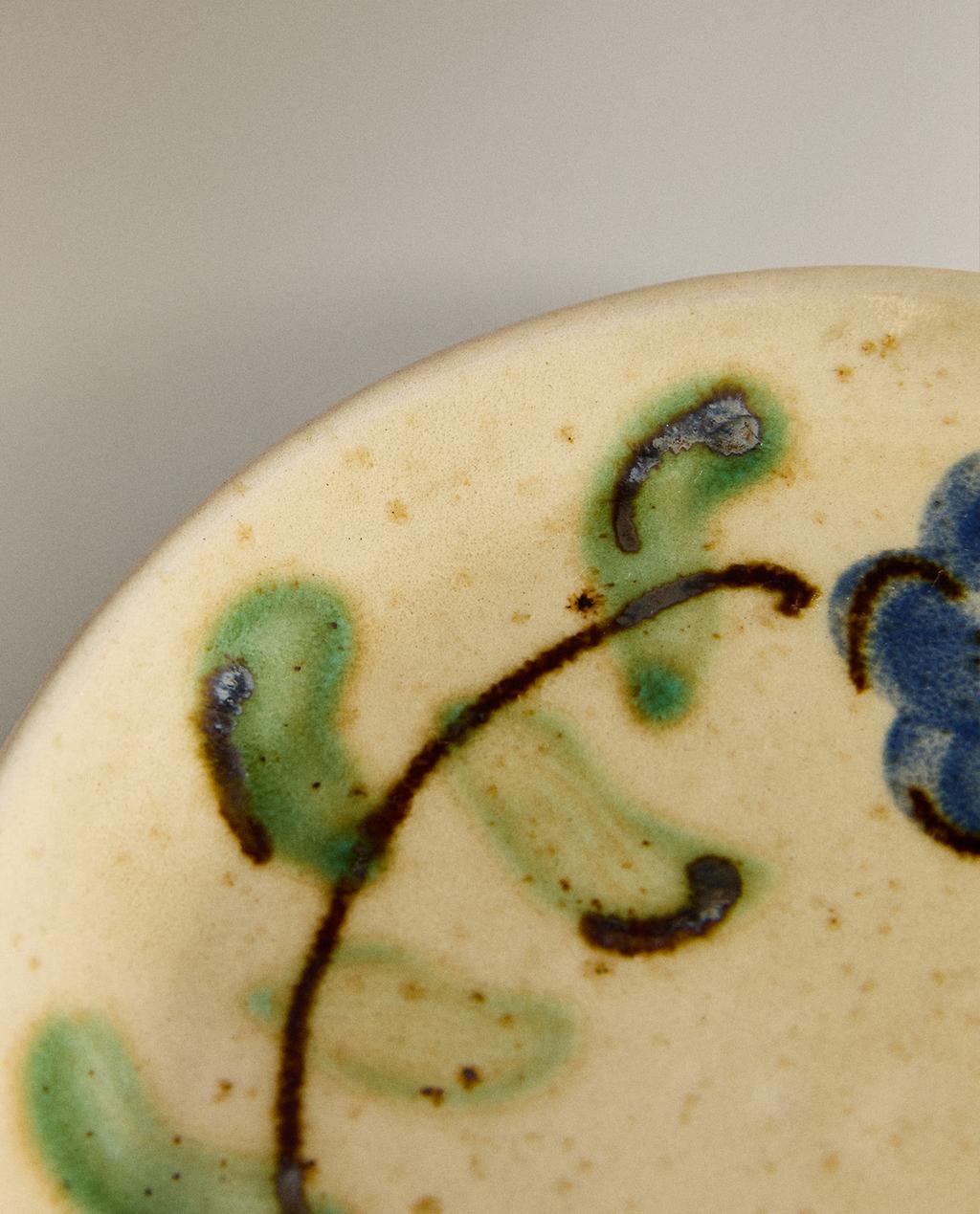 FLORAL EARTHENWARE DESSERT PLATE