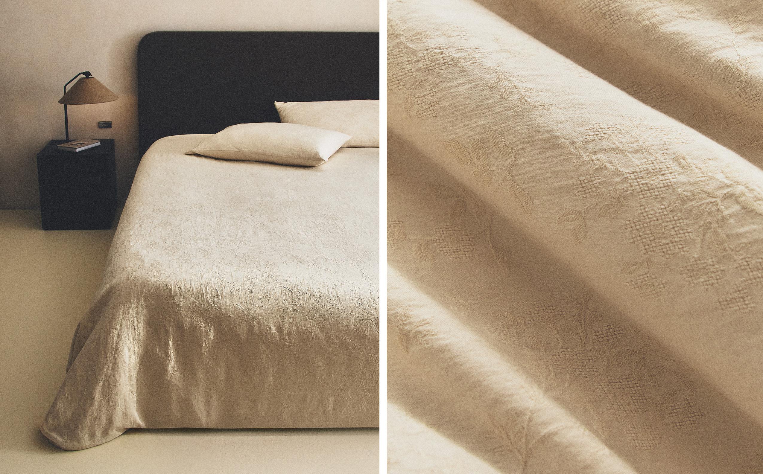 ZARA HOME リネン　ベッドカバーと枕カバー2枚セット Zara Homeのシンプルで無地のベッドセット | Zara Home 日本