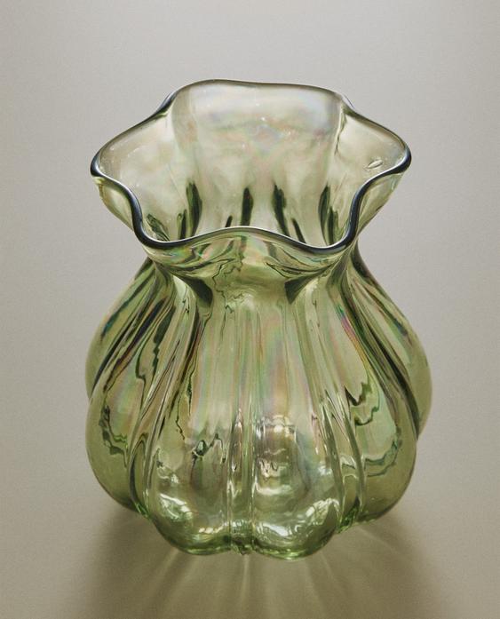 웨이브 유리 화병