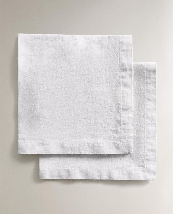 FLERPACK SERVETTER I URTVÄTTAT LINNE (2-PACK)