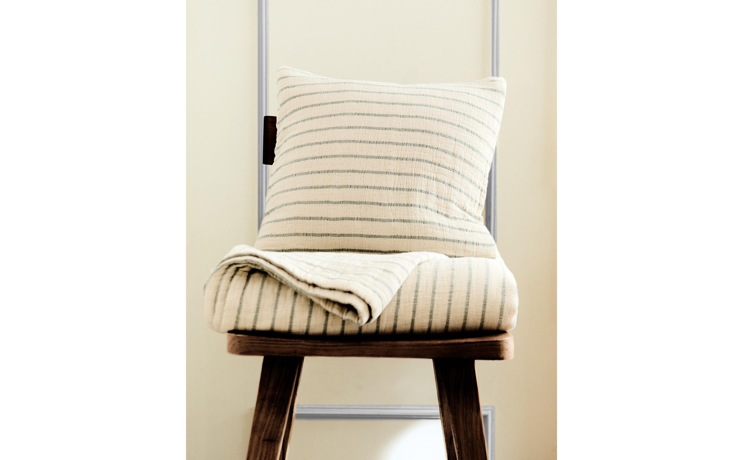 CHILDREN'S STRIPED MUSLIN CUSHION COVER FOR BEDSPREADS