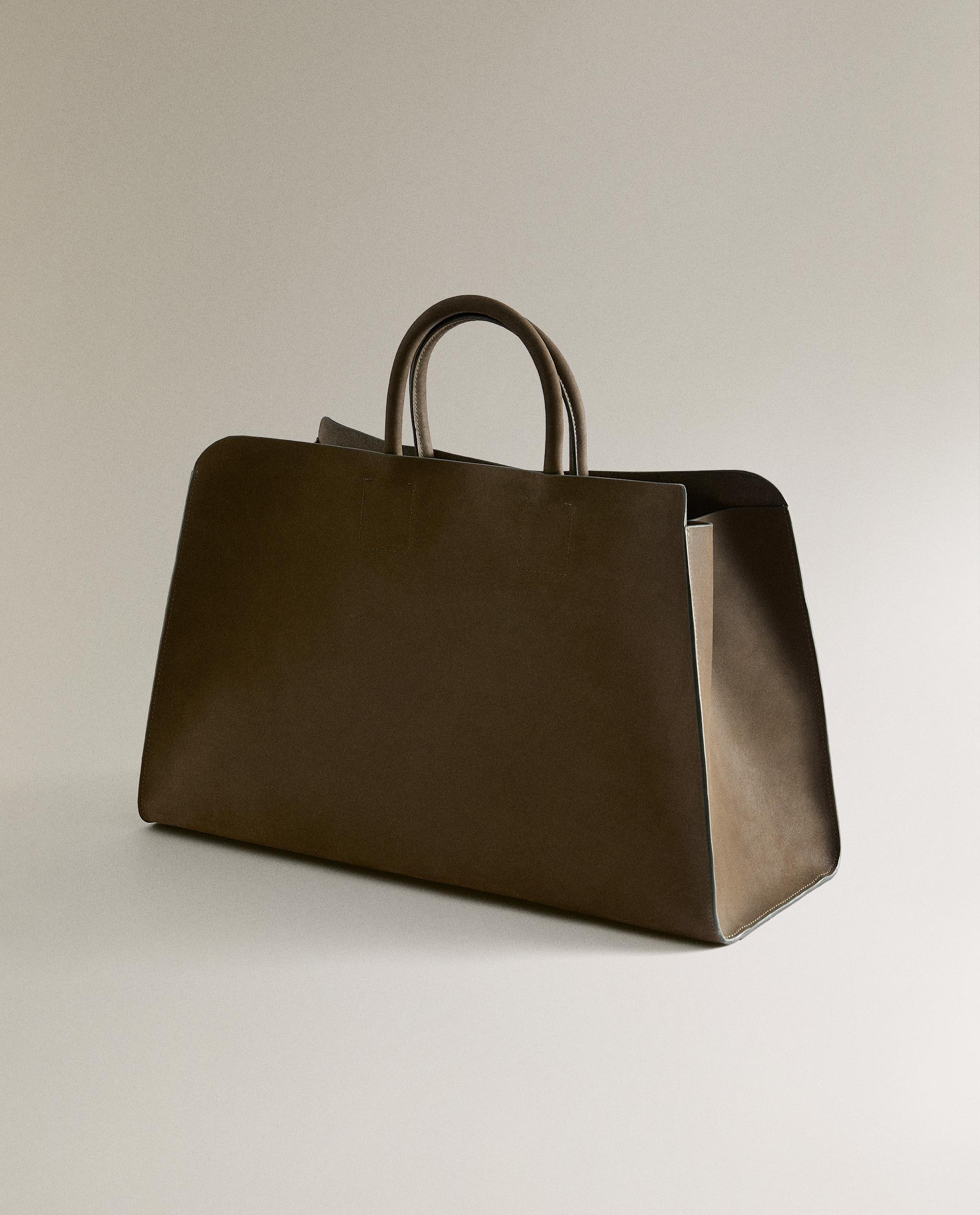 NUBUCK LEATHER TOTE BAG | Zara Home UAE - DUBAI/SHARJAH/AJMAN/UAQ 