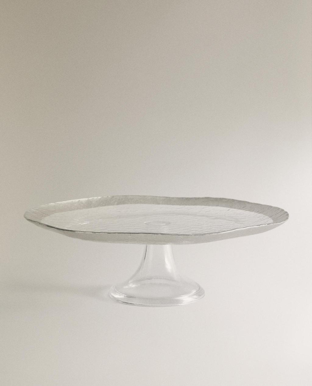 실버 엠보싱 림 디자인 유리 서빙 플래터 실버 엠보싱 림 디자인 유리 서빙 플래터