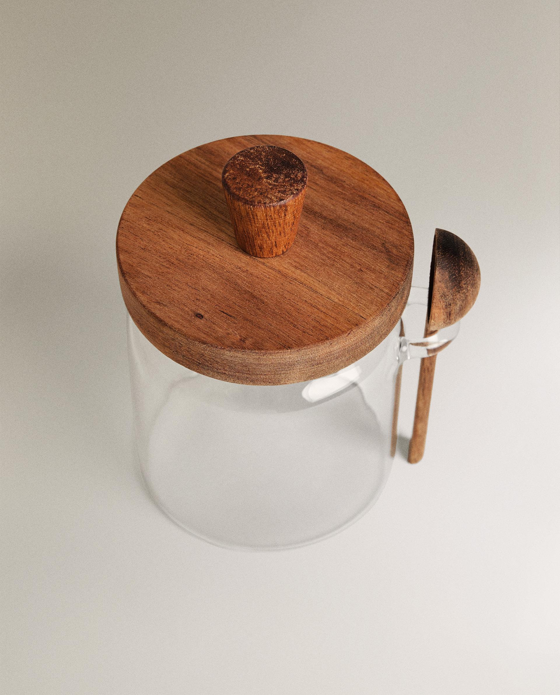 BOROSILICATE GLASS AND WOOD SUGAR BOWL product thumbnail 9