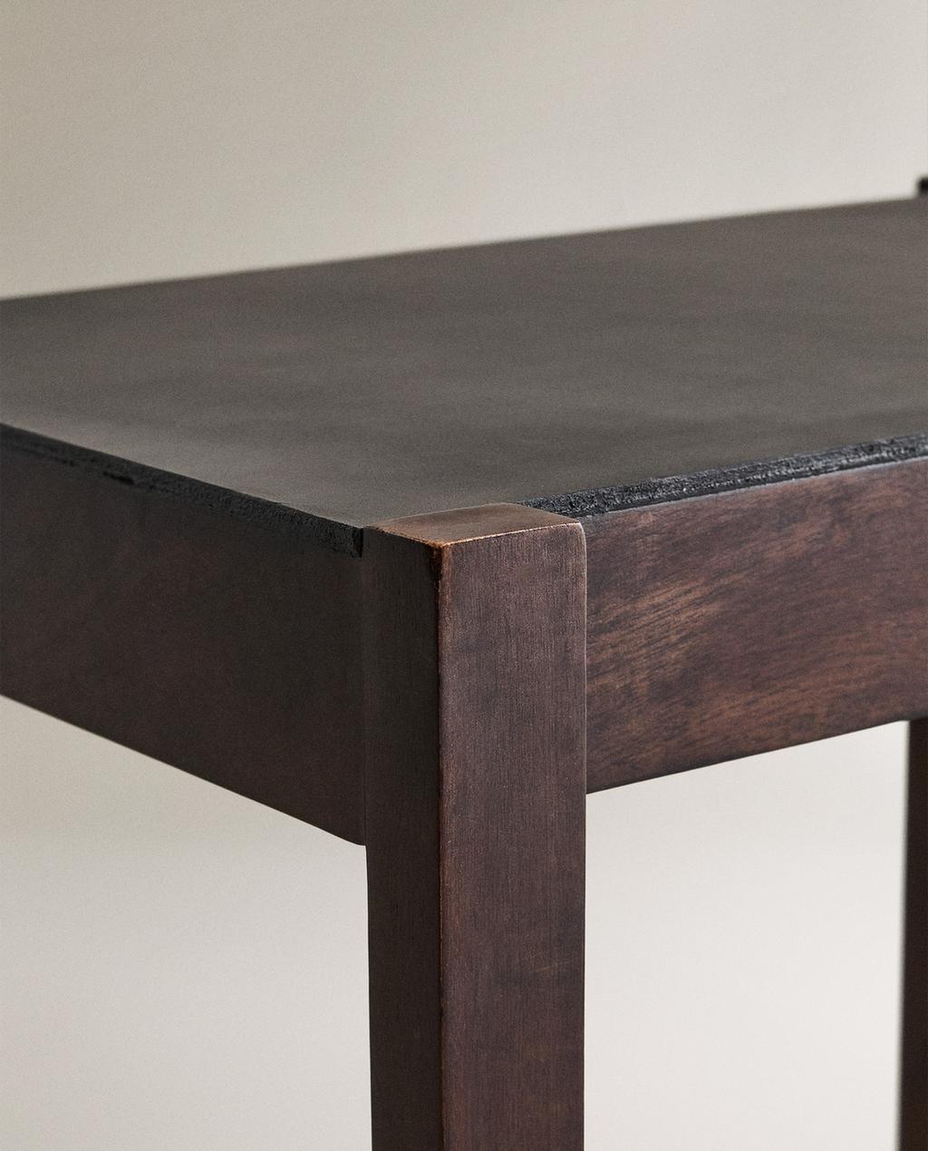 SMALL WOODEN LEATHER TABLE