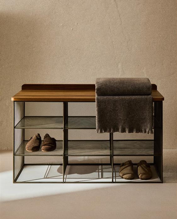 METAL AND WOOD SHOE BENCH | Zara Home Deutschland