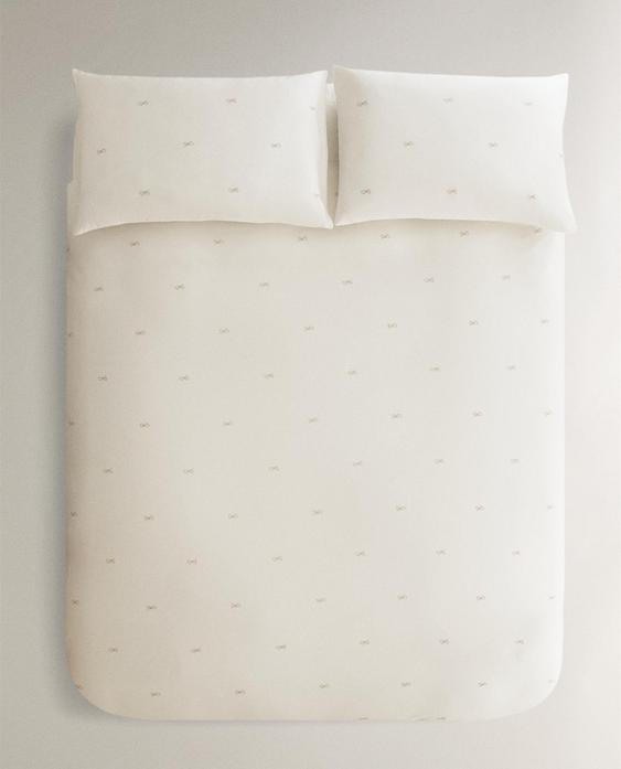 COTTON SATEEN DUVET COVER WITH BOWS (300 THREAD COUNT)