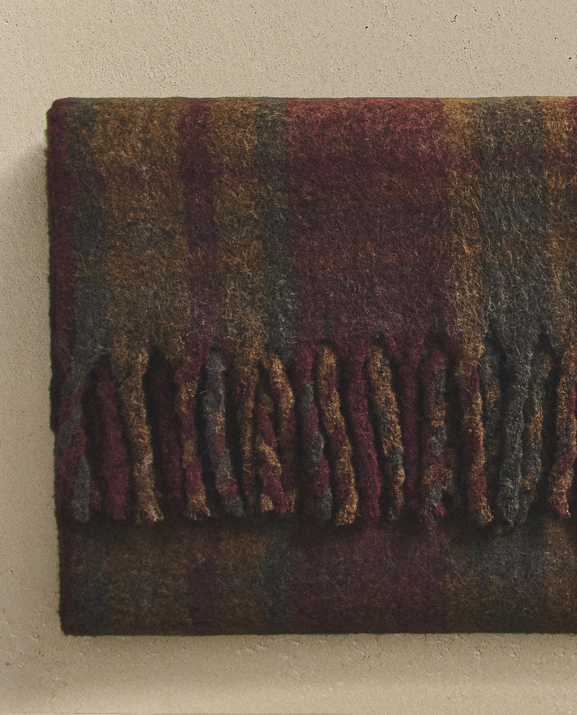 ZARA  フリンジ 付き ブランケット ホワイト ブラウン ザラホーム ZARA HOME フリンジ 付き ブランケット ホワイト ブラウン