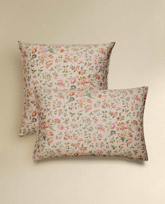 FUNDA ALMOHADA SATÉN FLORAL (300 HILOS)