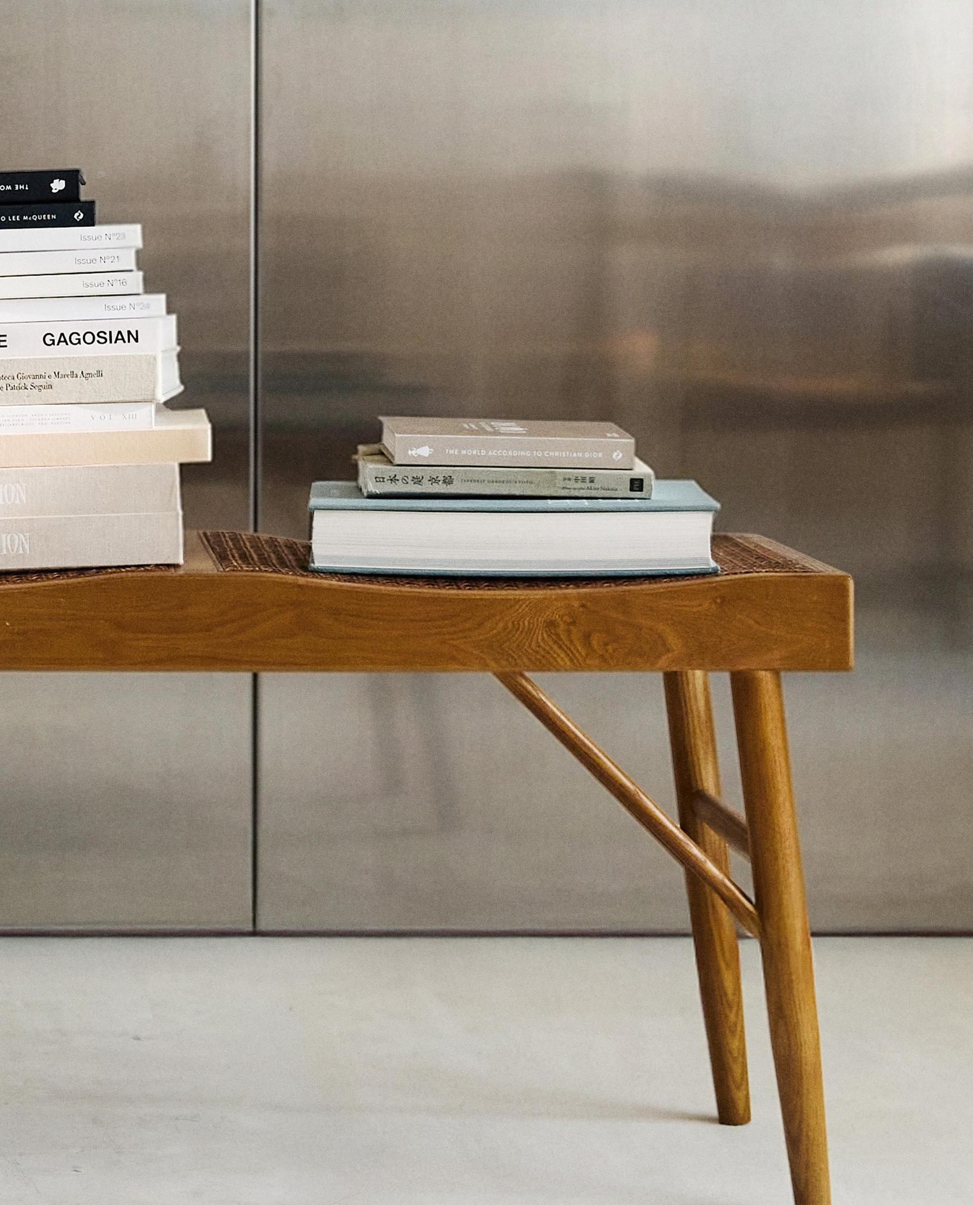 WOOD AND RATTAN BENCH WOOD AND RATTAN BENCH