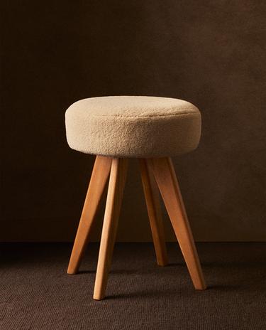 FAUX SHEARLING STOOL