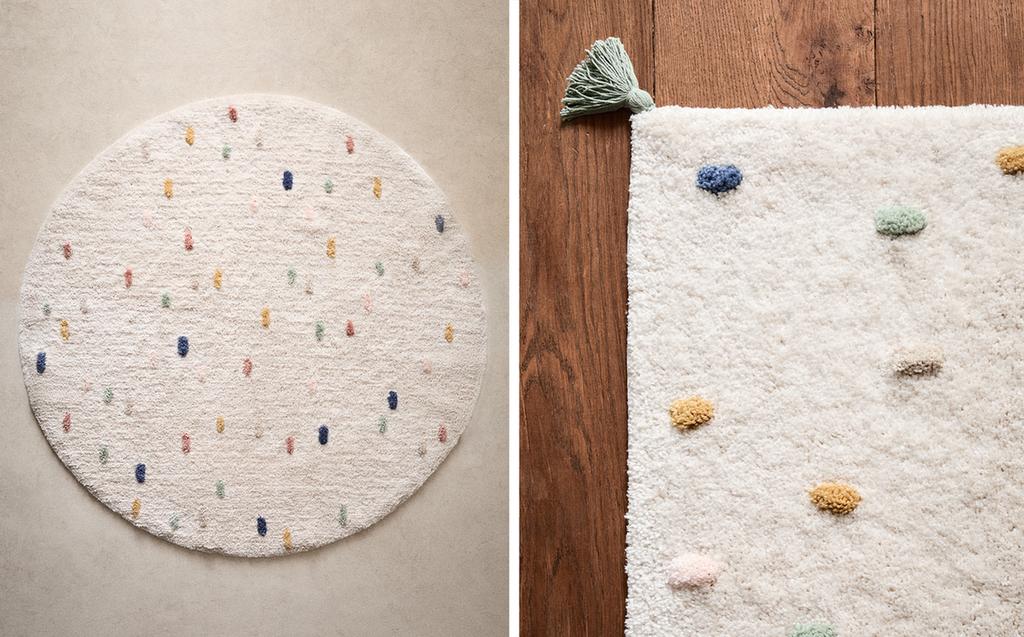 KIDS' MULTICOLOURED POLKA DOT COTTON RUG