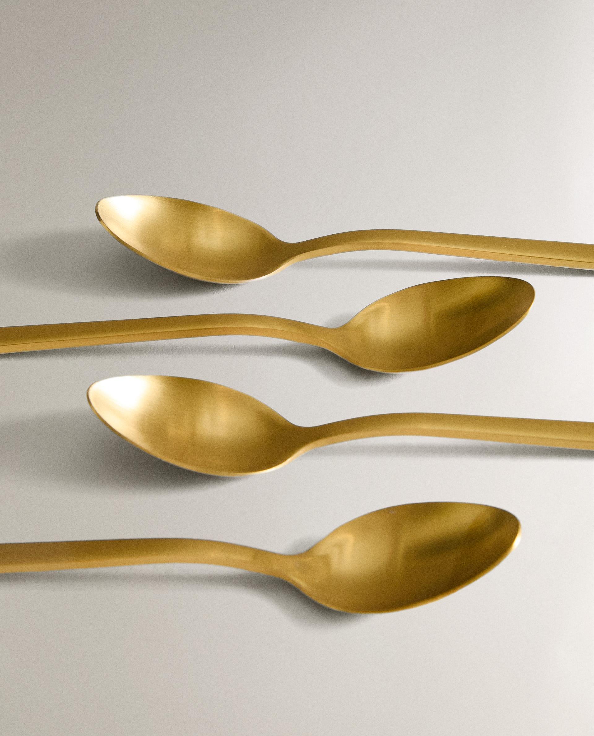 PACK OF GOLDEN STEEL DESSERT SPOONS (PACK OF 4)