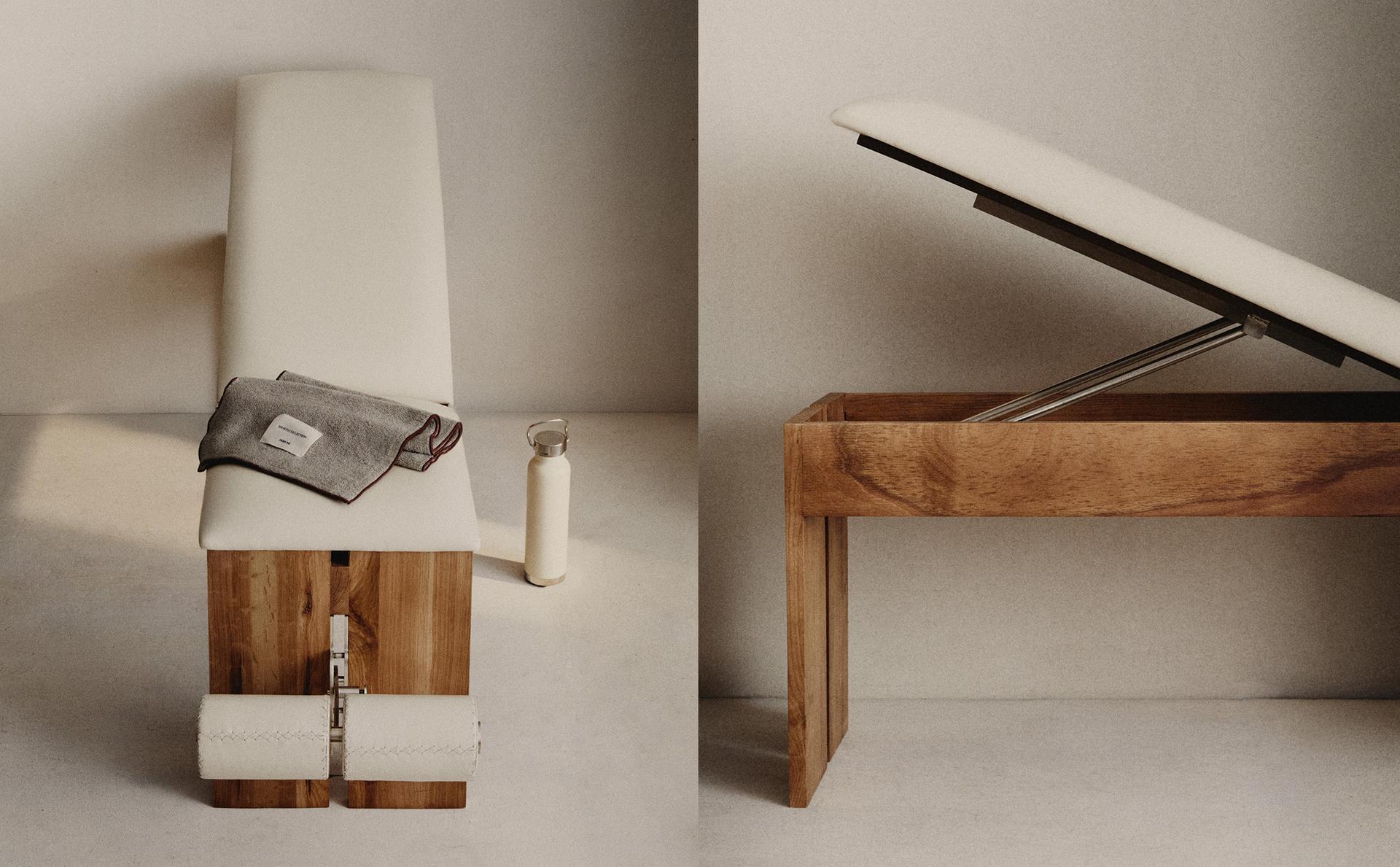 RECLINING LEATHER GYM BENCH