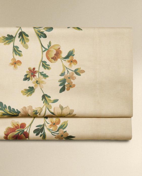 LENÇOL DE CIMA DE CETIM COM ESTAMPADO DE FLOR LENÇOL DE CIMA DE CETIM COM ESTAMPADO DE FLOR