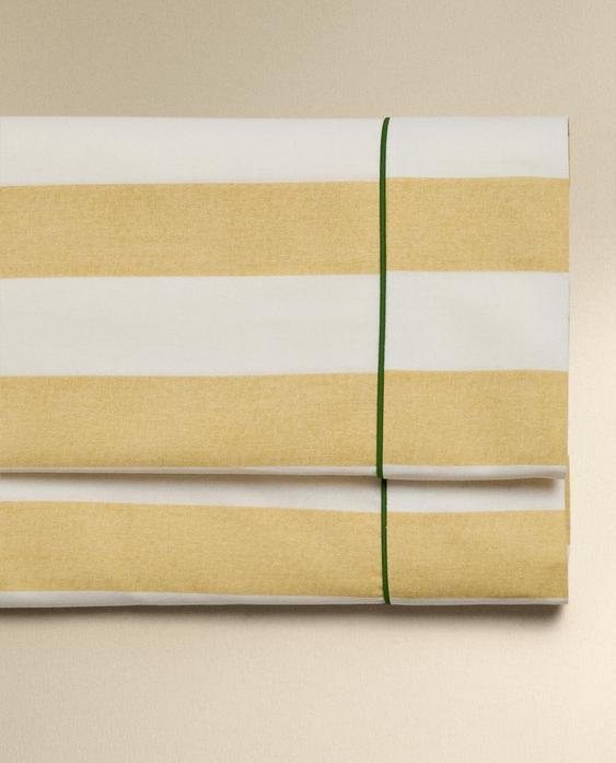 STRIPED WASHED COTTON FLAT SHEET