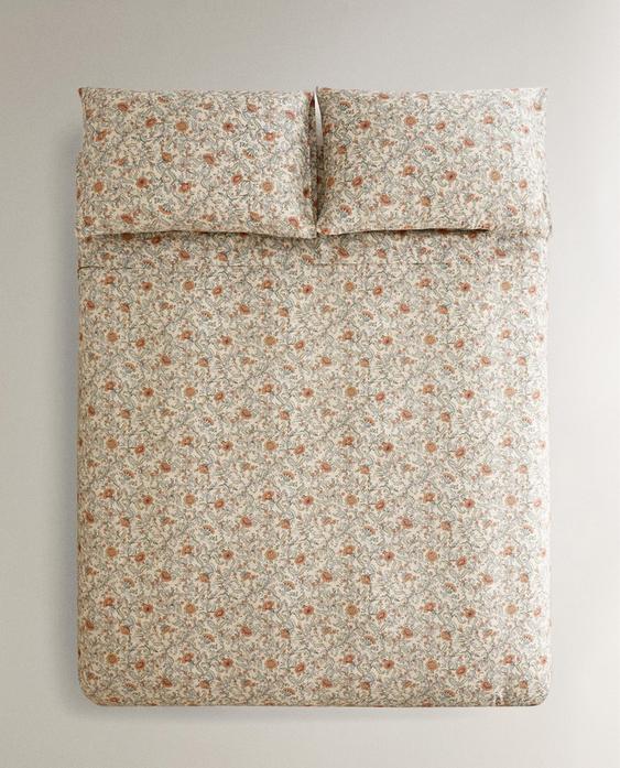 FLORAL PRINT SATEEN DUVET COVER (300 THREAD COUNT)