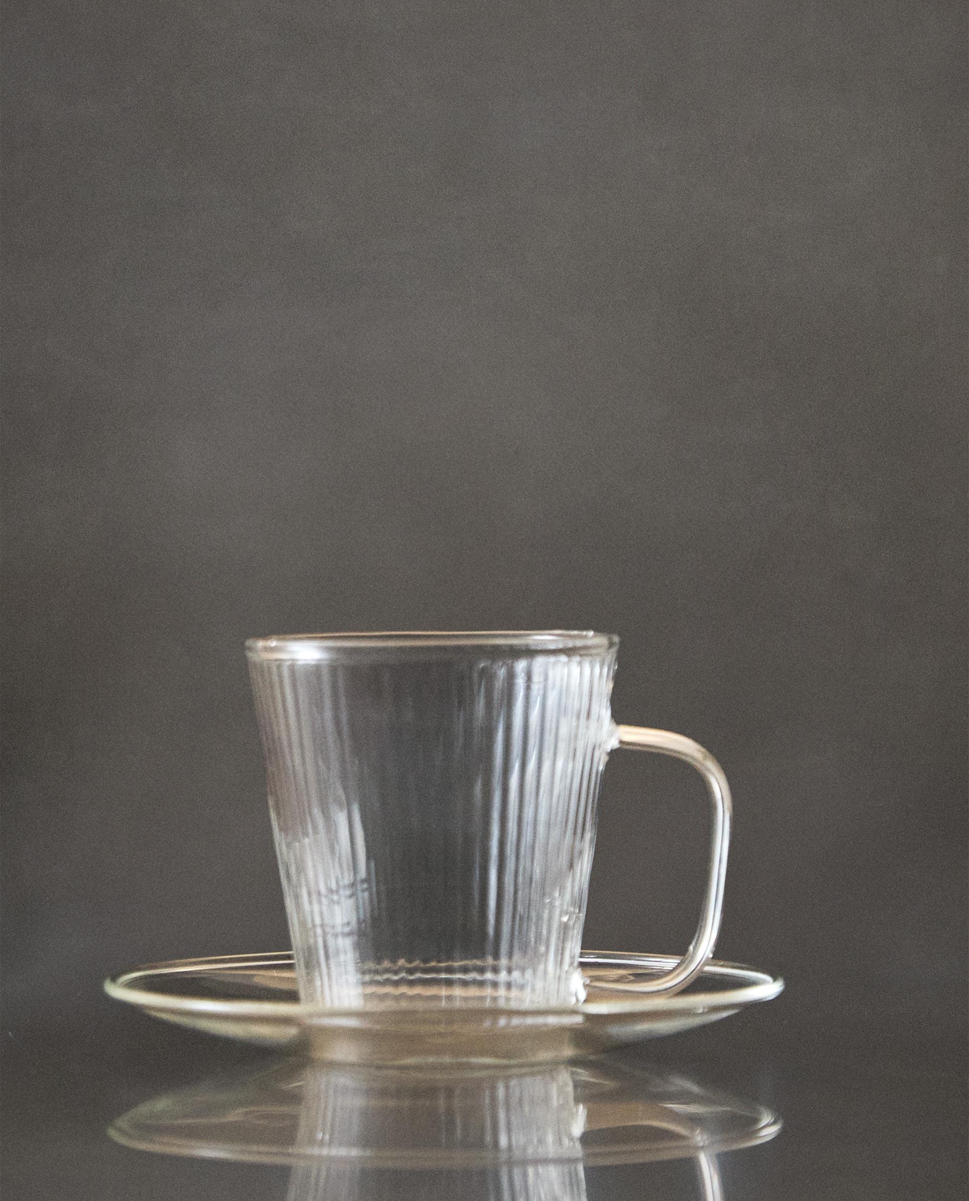 TAZZA DA CAFFÈ CON PIATTINO IN BOROSILICATO