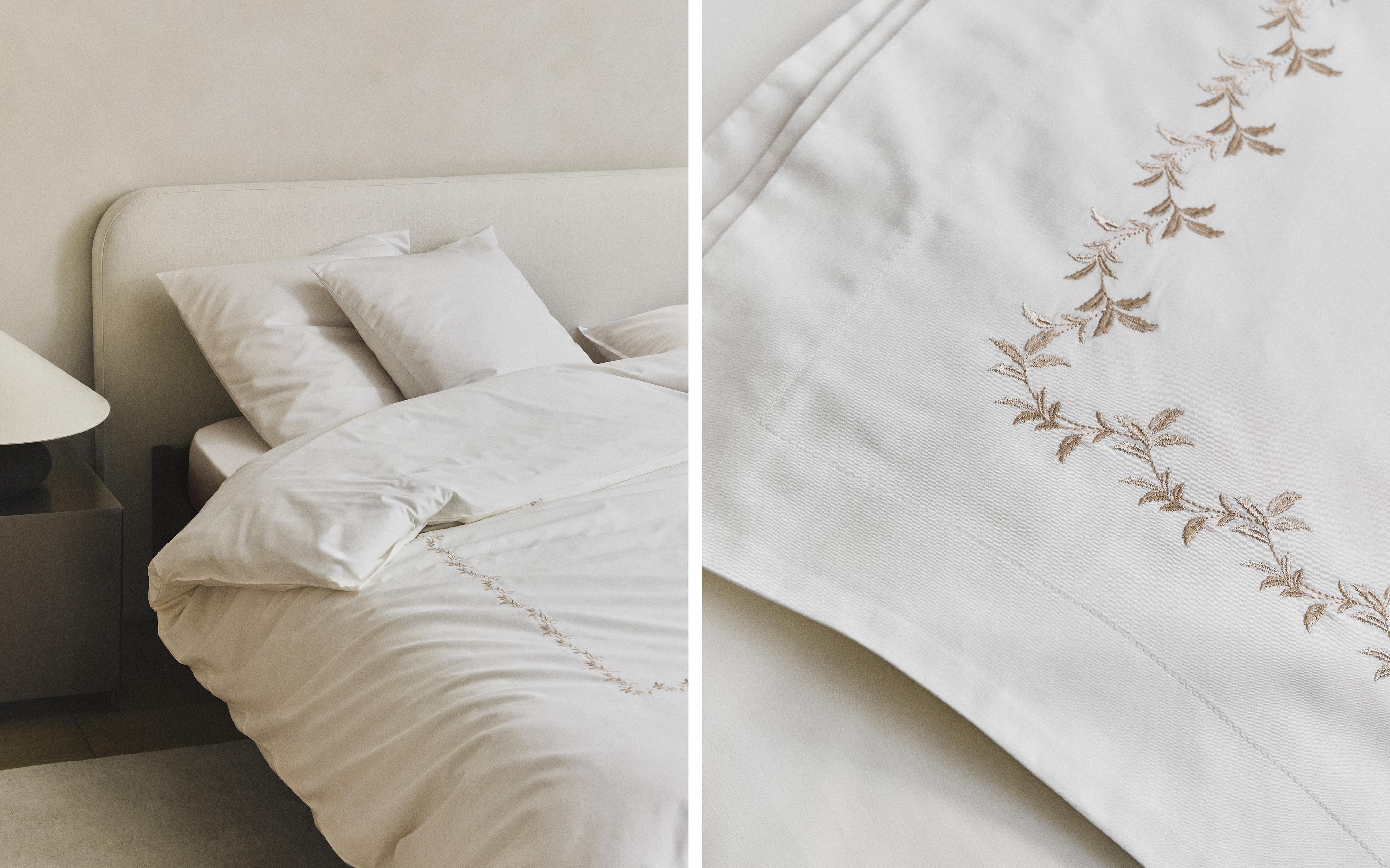 SATEEN DUVET COVER WITH EMBROIDERED LEAVES product thumbnail 18