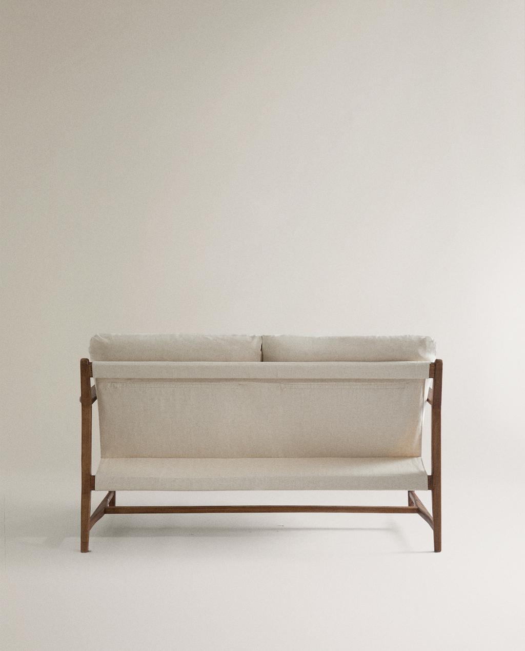 WOODEN COUCH AND CUSHION WITH REMOVABLE COVER