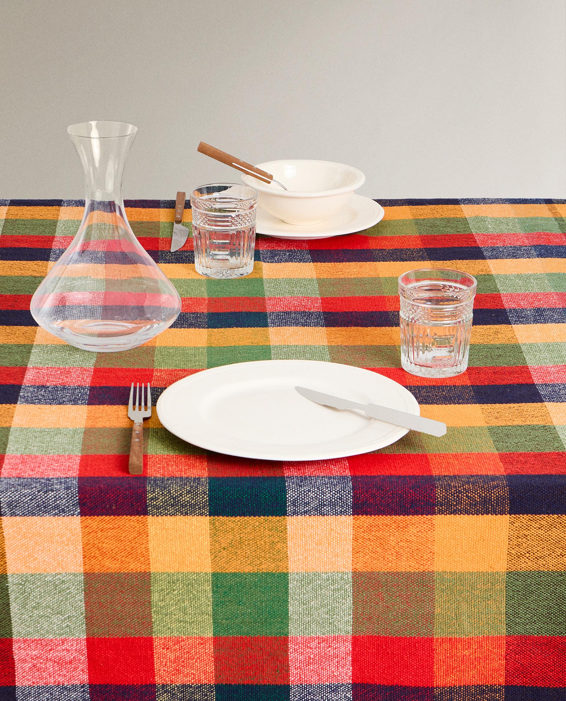 COARSE COTTON CHECK TABLECLOTH