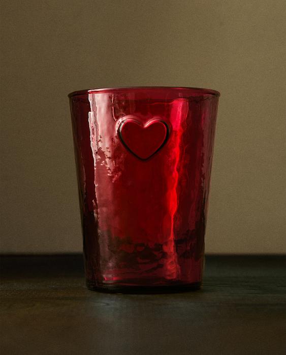 CHRISTMAS GLASS TUMBLER WITH HEART