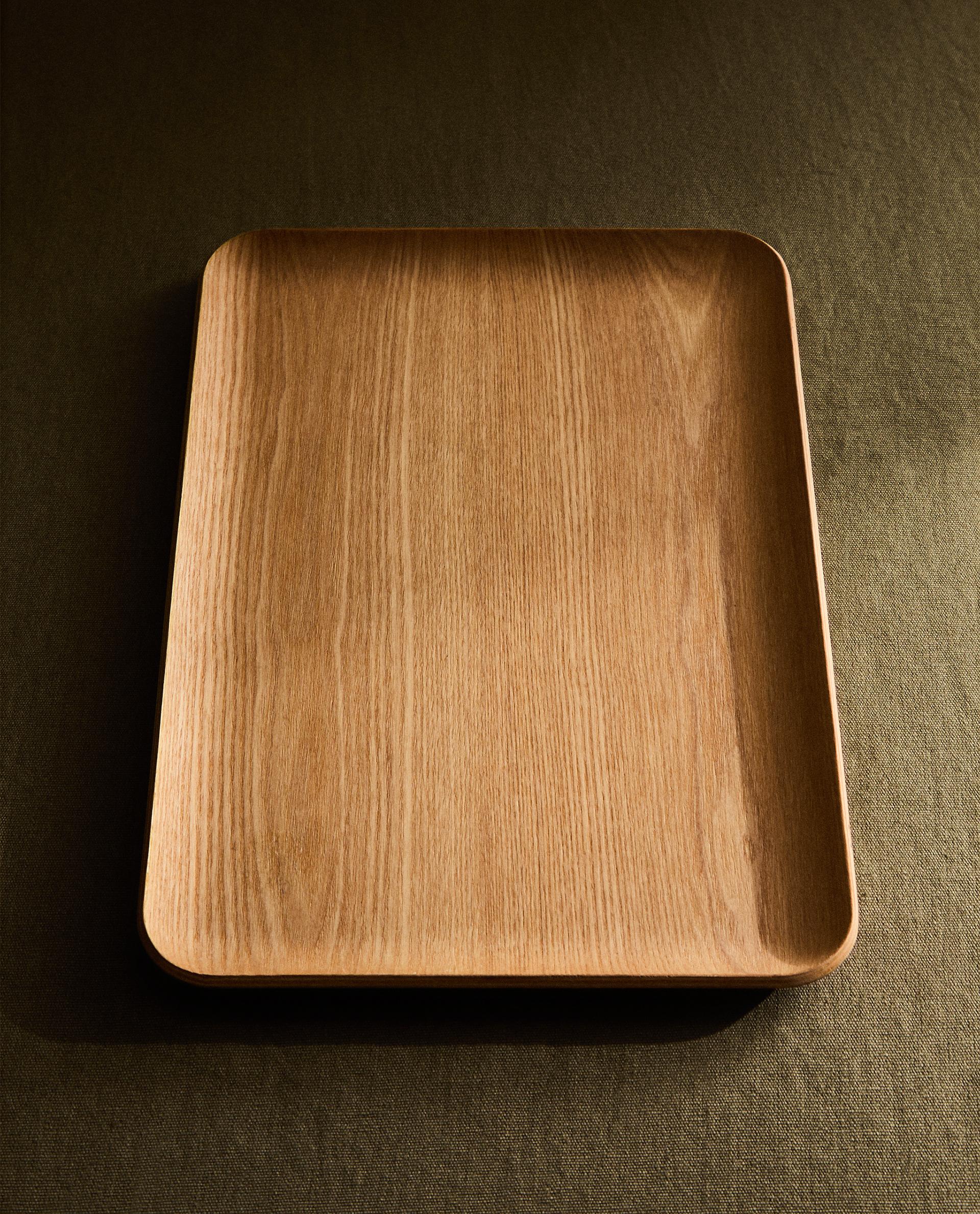 RECTANGULAR NON-SLIP WOODEN TRAY