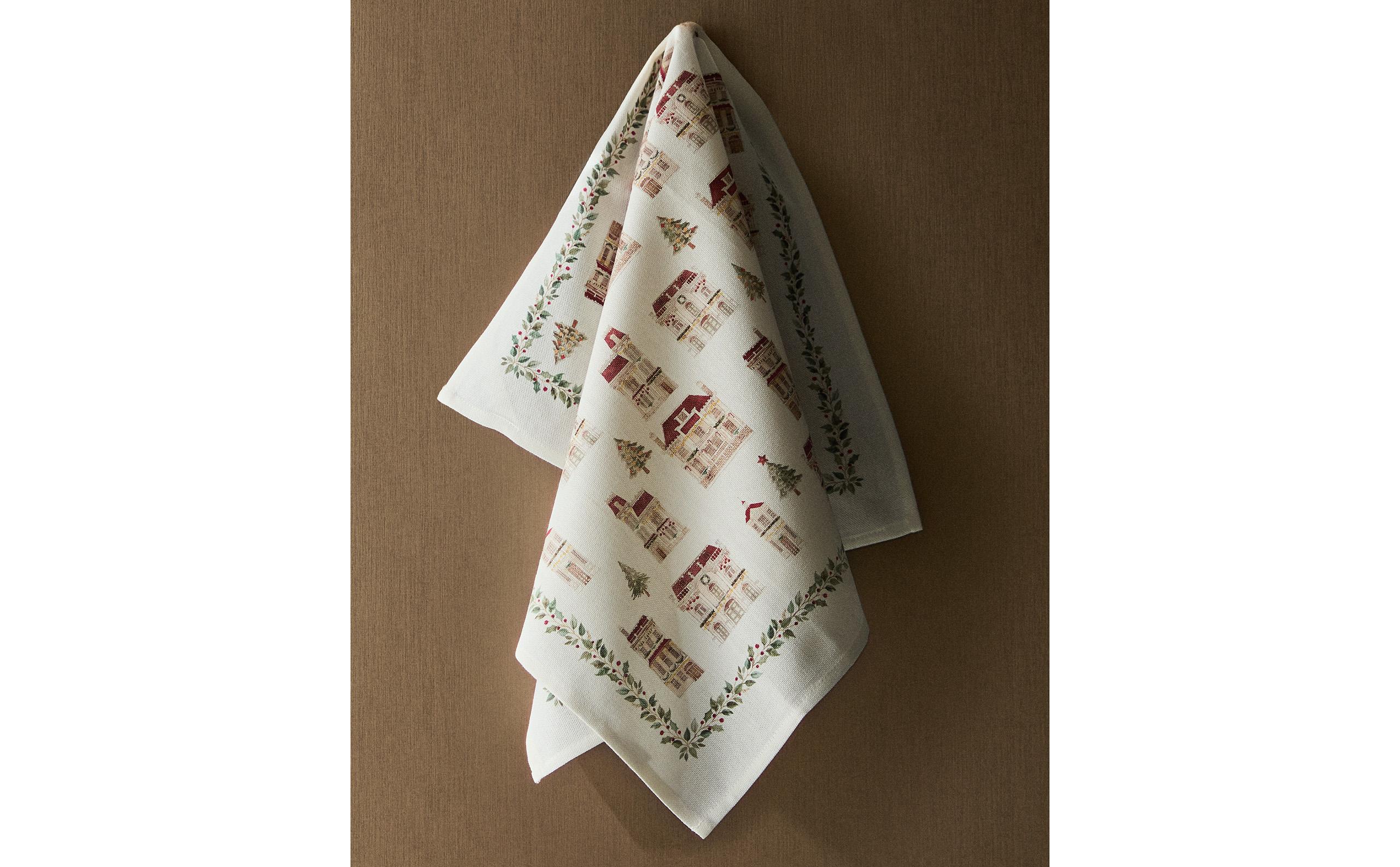 PACK PAÑO DE COCINA ALGODÓN CASAS NAVIDAD (PACK DE 2) Zara Home