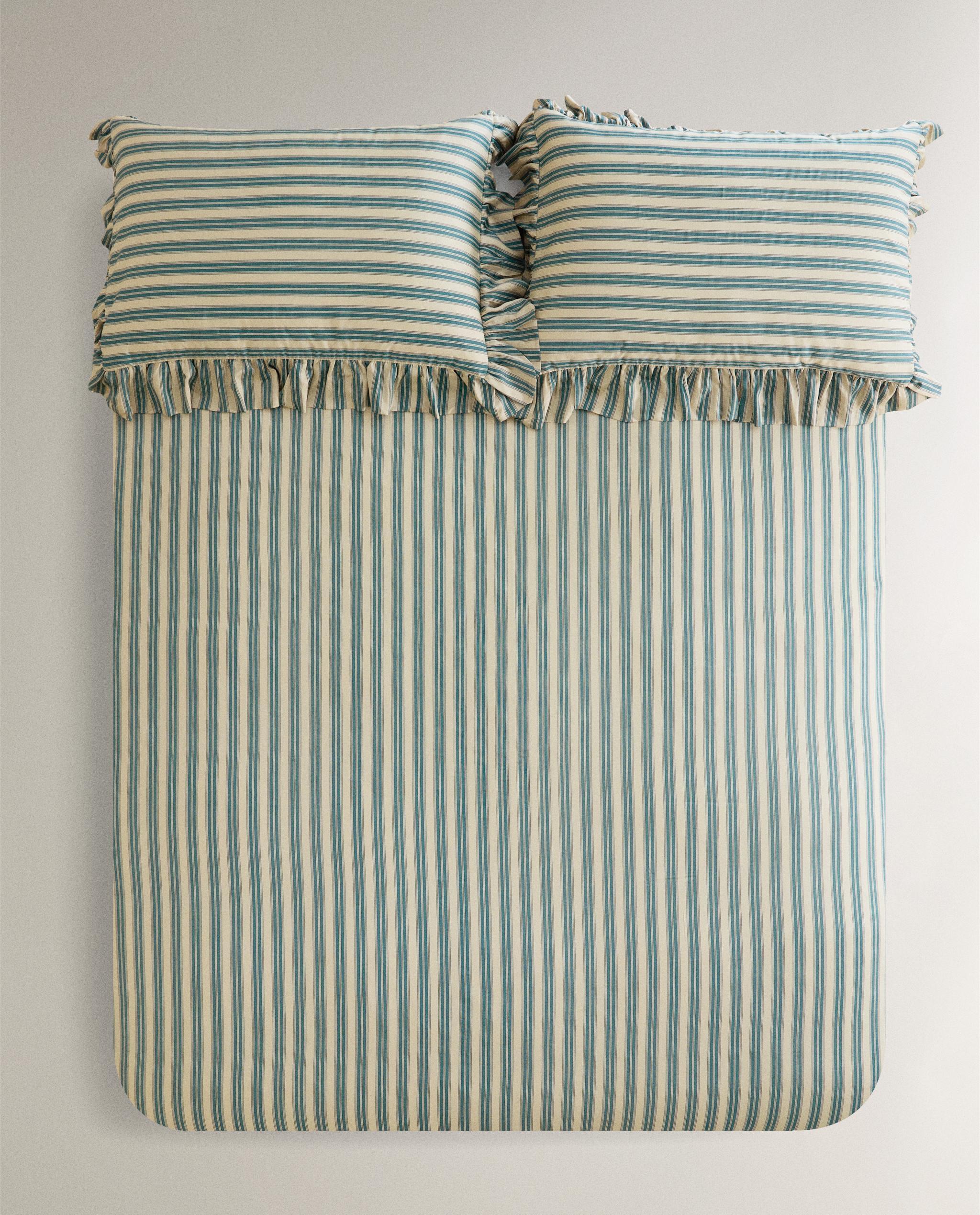 STRIPED DUVET COVER WITH RUFFLE TRIM | KATHARINE POLE product thumbnail 3