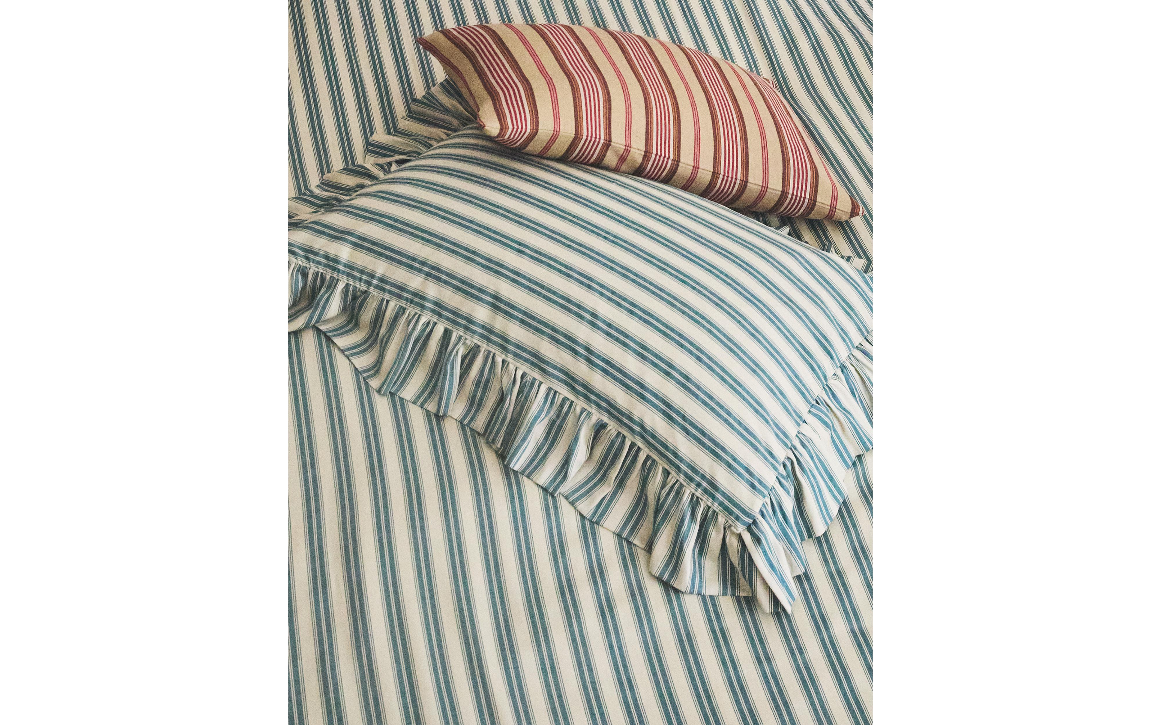 STRIPED PILLOWCASE WITH RUFFLE TRIM | KATHARINE POLE product thumbnail 8