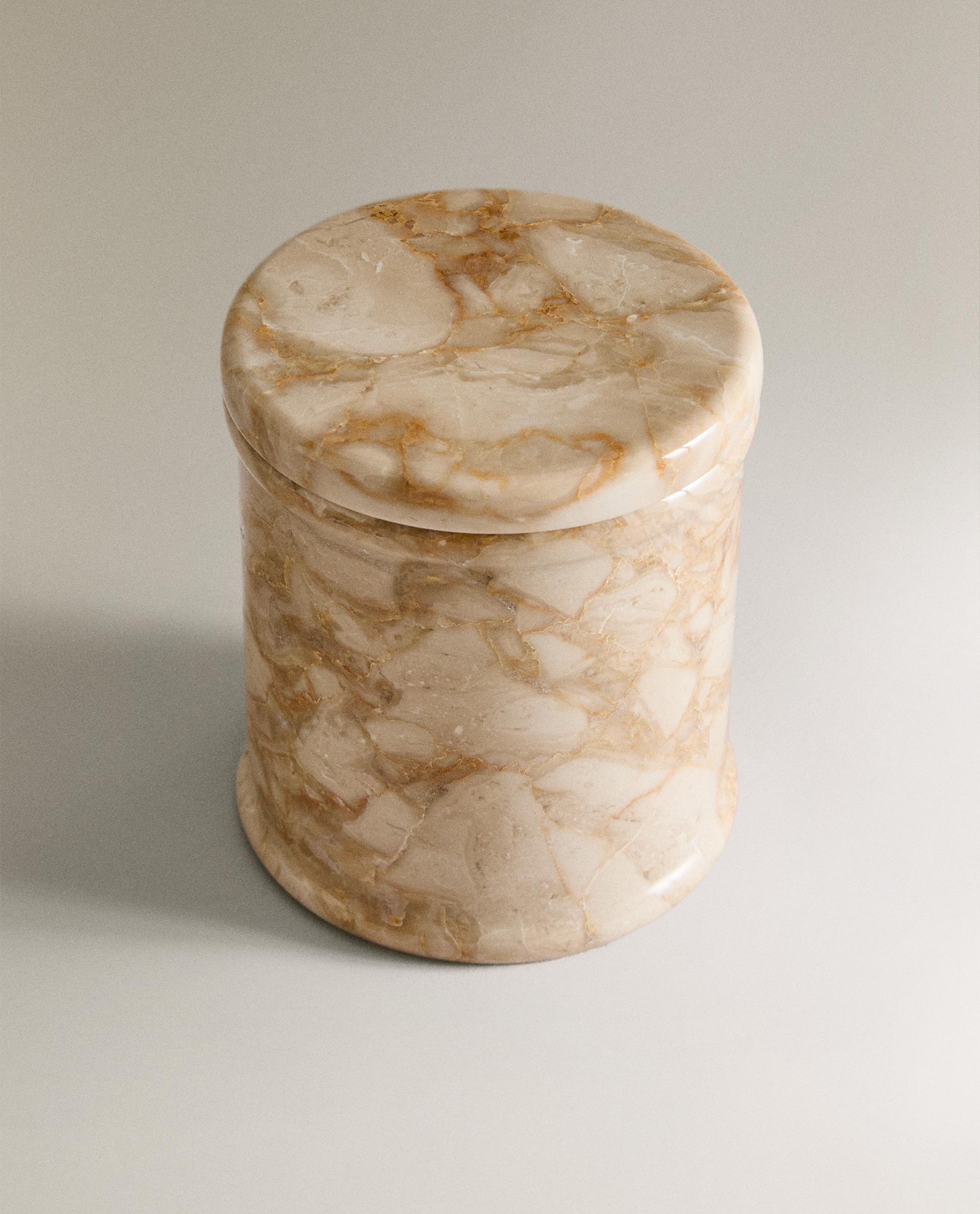 MARBLE CANDLE CONTAINER WITH LID